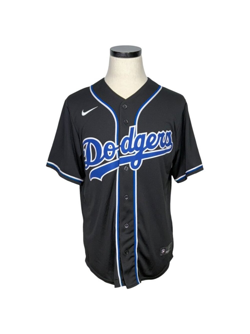 Nike MLB Los Angeles Dodgers Black Button-Up Jersey With Blue & White Trim - M